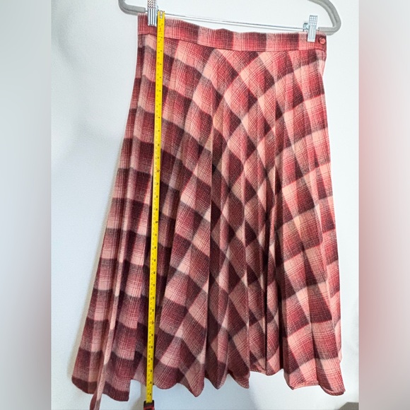 Vintage Pleated Midi Skirt Plaid Wool Blend Size 13/14 Pink/Maroon/Teal - Picture 9 of 10